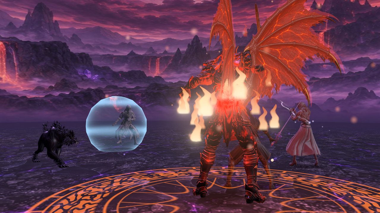 Zieg in his red Dragoon armour with dragon wings