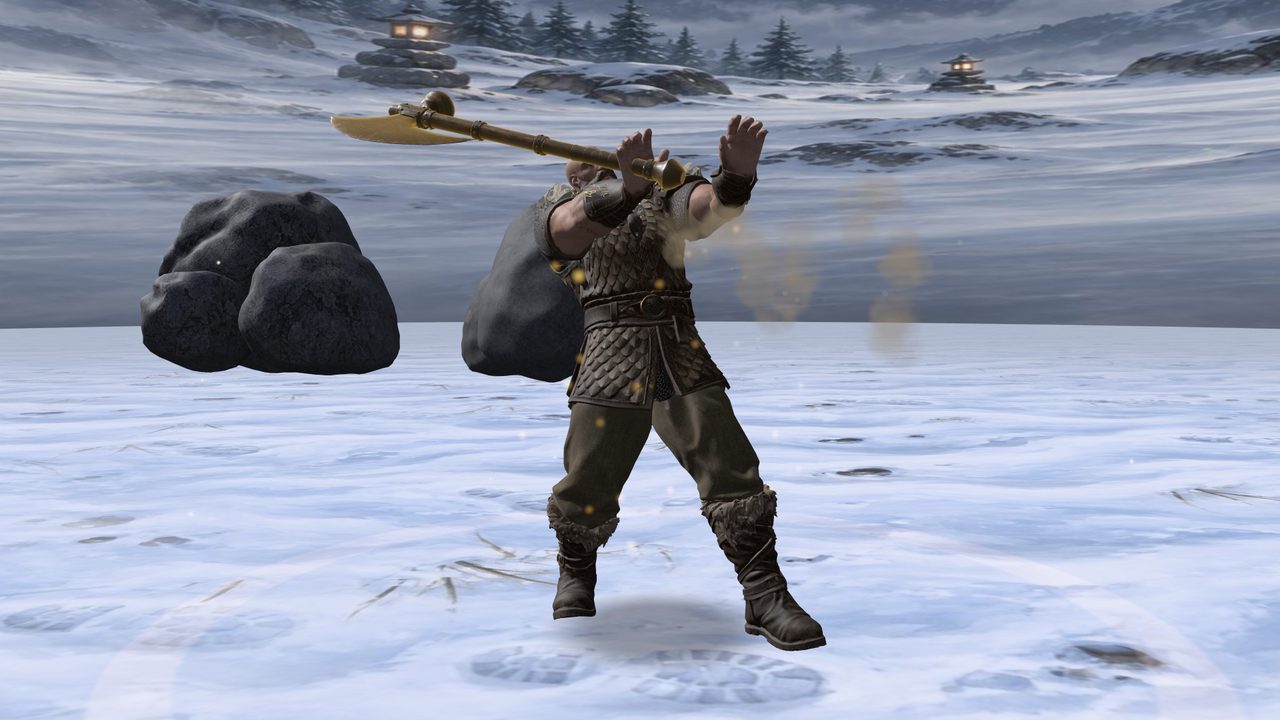 Belzac switching stance in a swirl of gold