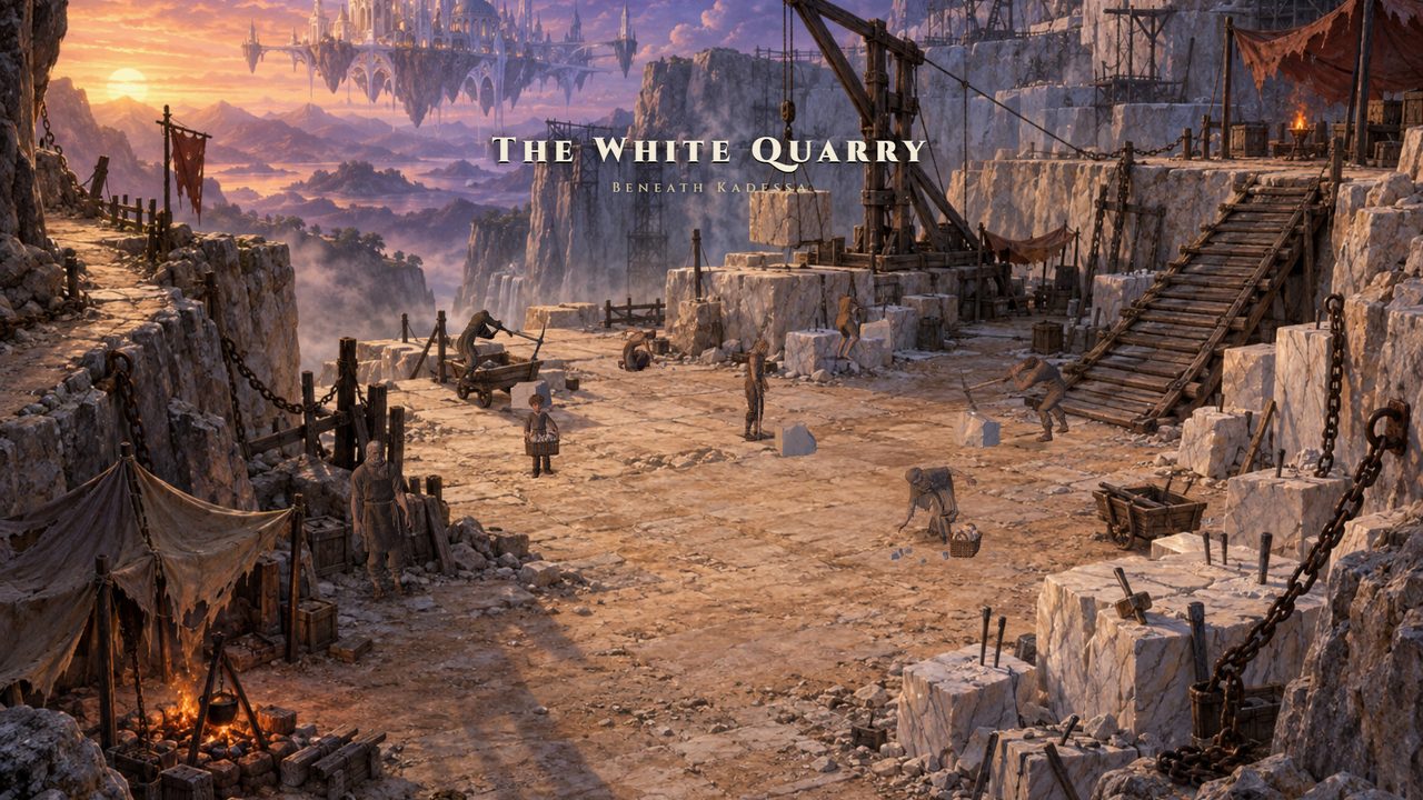 The White Quarry, a painted scene the party walks through